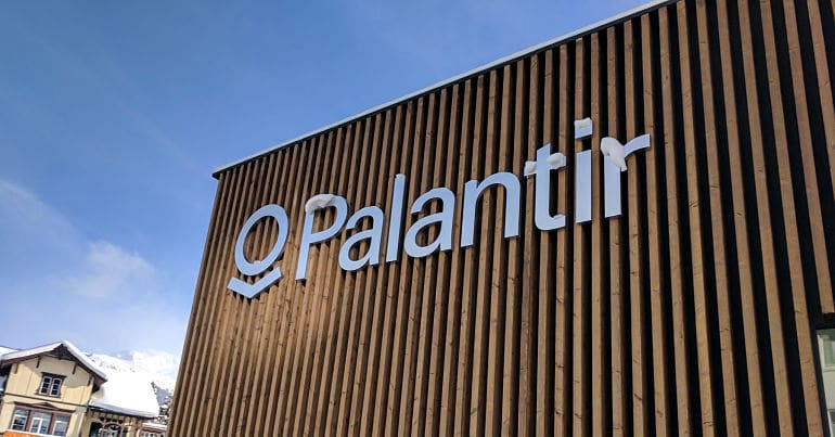 Palantir logo on building