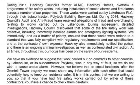 Hackney mayor letter