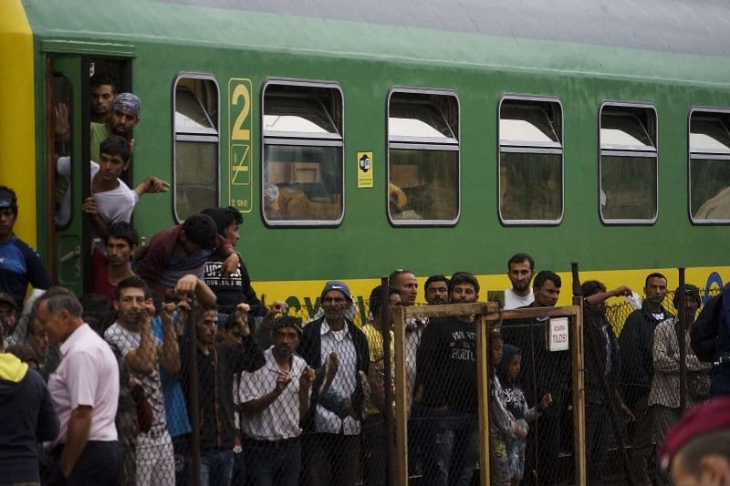 Syrian refugees in Budapest.