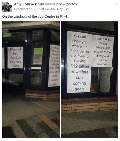 Jobcentre posters Facebook post