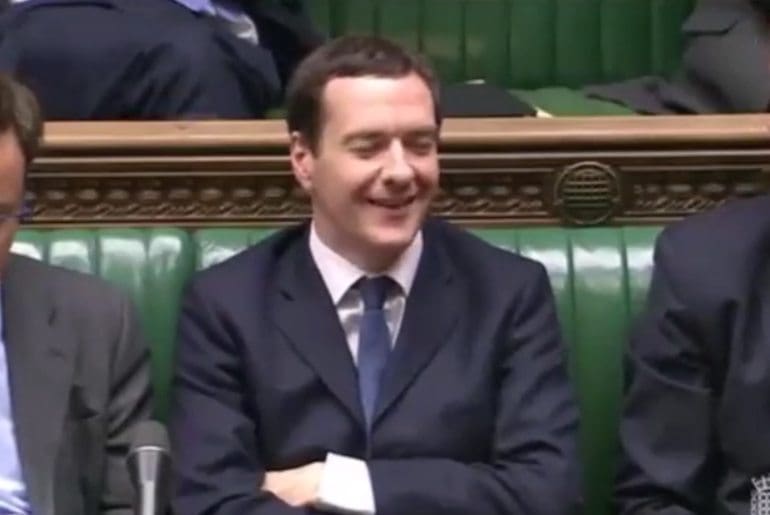 Osborne openly laughs as Angela Eagle describes the suicides his policies have caused