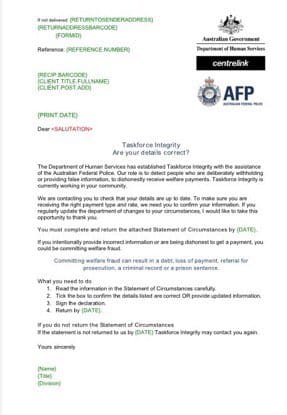 Centrelink letter