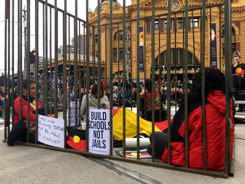 Aborigine members of WAR at Melbourne demo