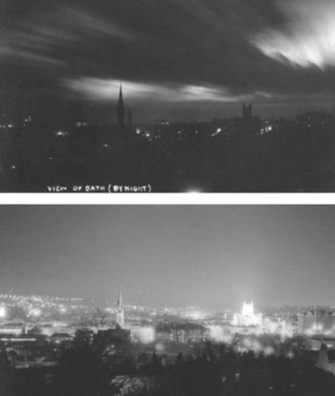 Bath light pollution in 1950 and 2000 from cfds
