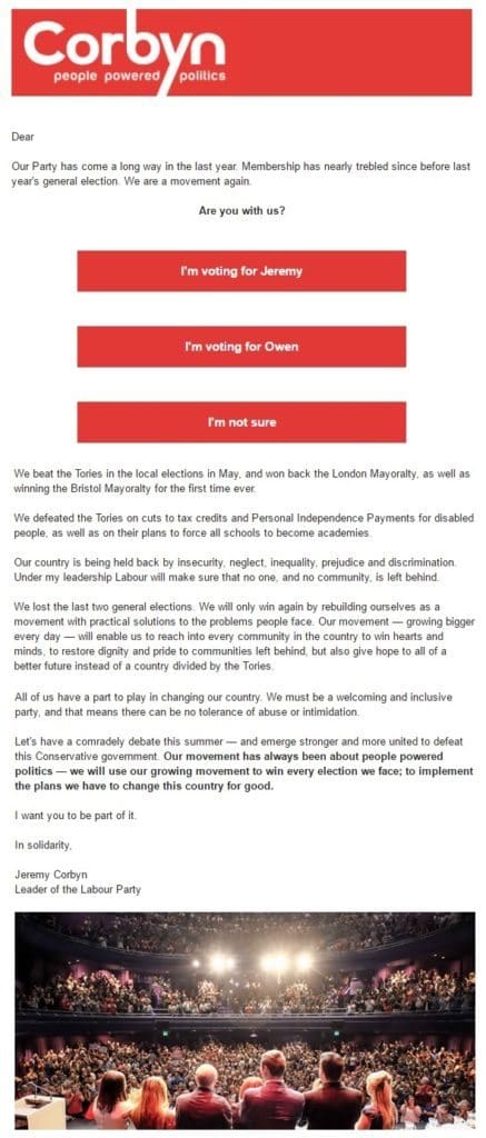 Jeremy Corbyn email