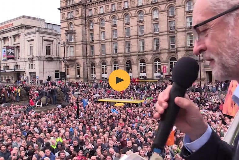 Corbyn addresses crowds in Liverpool