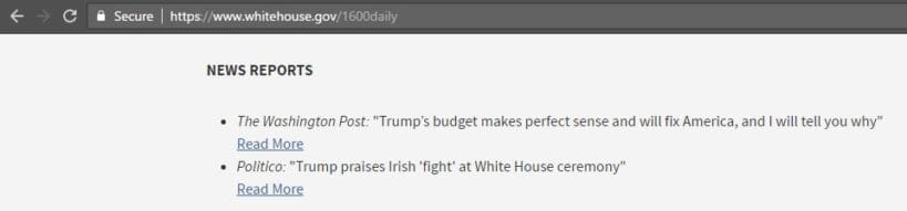 Trump White House Washington Post 6pm (UK time) 17 March 2017