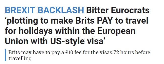 The Sun Outrageous Travel Visas EU
