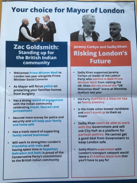 Zac Goldmsith Sadiq Khan Campaign Tories Two