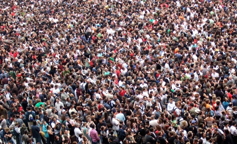 Crowd of young people