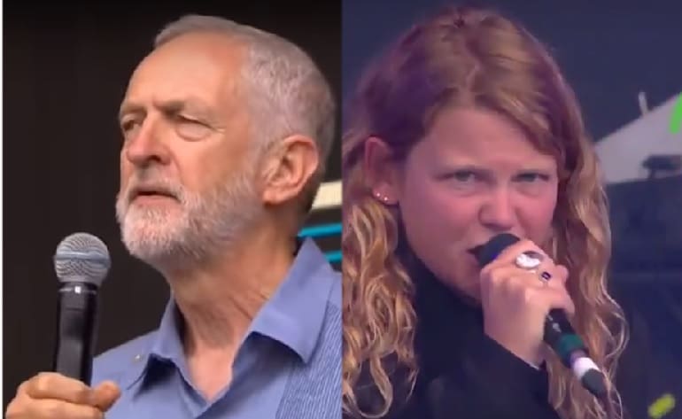 Jeremy Corbyn Kate Tempest Glastonbury