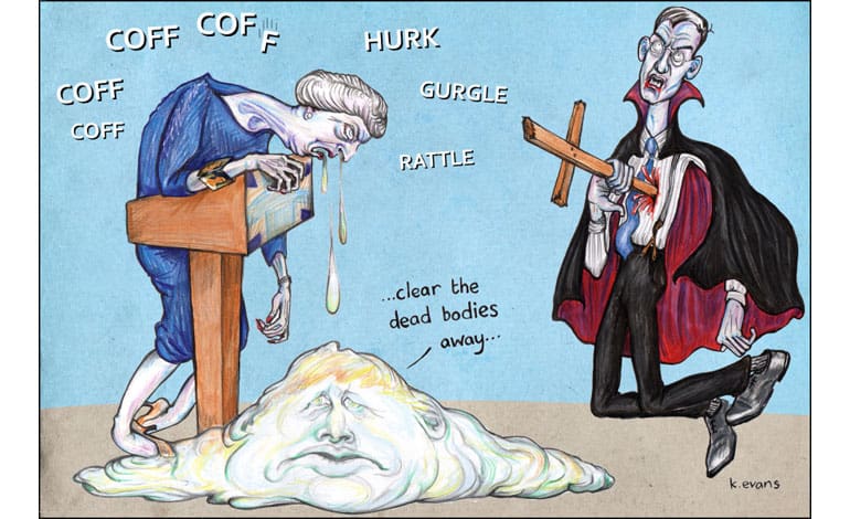 Theresa May breathes her last by Kate Evans