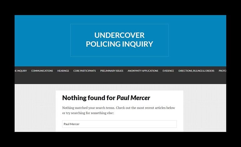 Undercover Policing Inquiry search facility