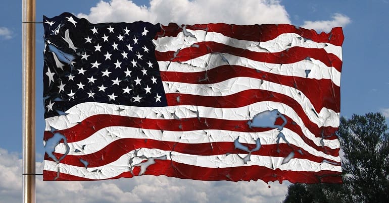 Broken US government Flag Lauri Love
