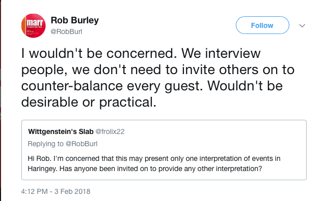 Marr Show Editor Rob Burley tweets about balance