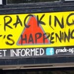 A fracking protest sign