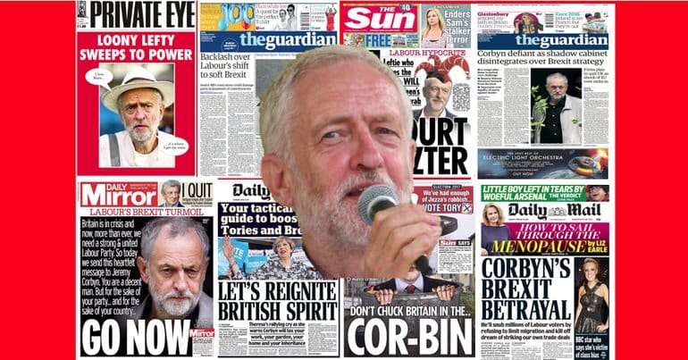 newspaper headlines smearing Corbyn