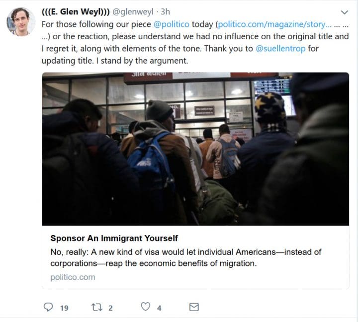Weyl stands by his argument.
