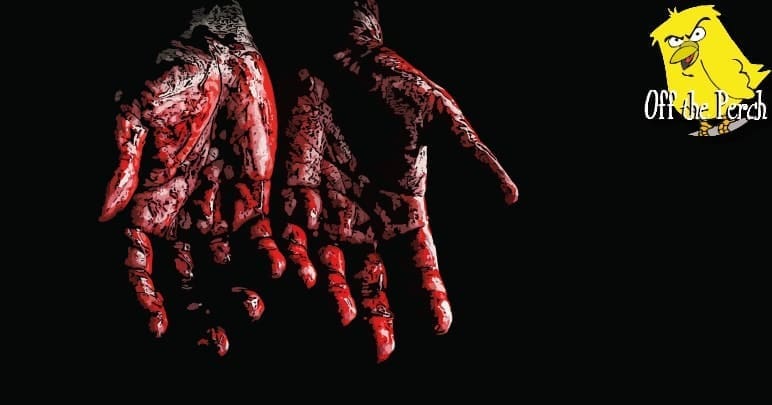 Hands with blood on them