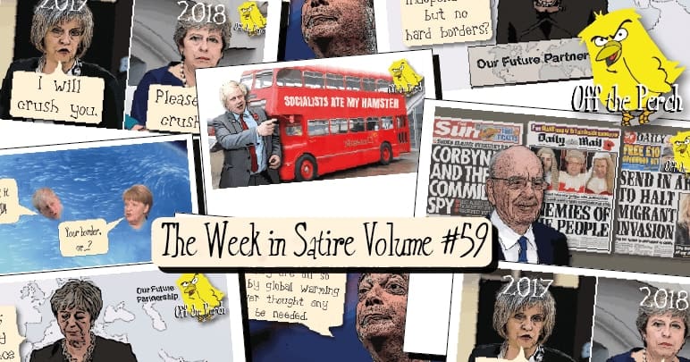 Collage showing images from the week's satire