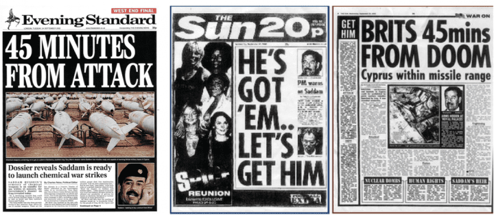 Pro-Iraq invasion front pages