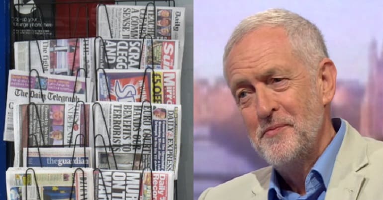 Corbyn and newspaper Front Pages