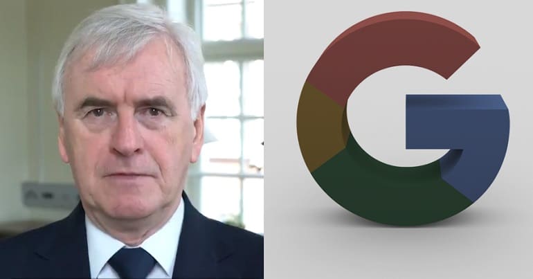 Google logo and John McDonnell