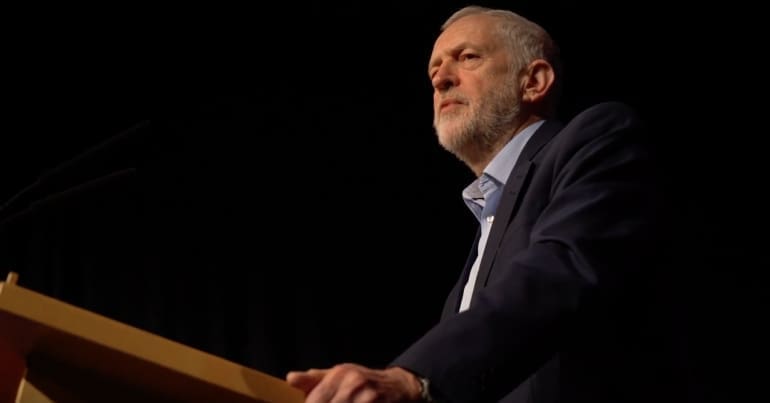 Corbyn speaking on Young Labour