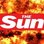 The Sun logo, flames