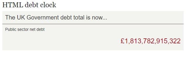 UK national debt clock four