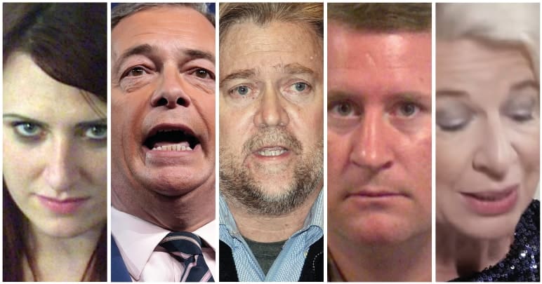Image of Jayda Fransen, Nigel Farage, Steve Bannon, Paul Golding, and Katie Hopkins