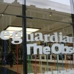 The Guardian and Observer logos at their office
