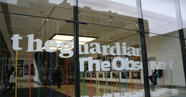 The Guardian and Observer logos at their office