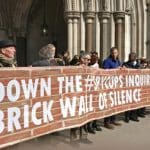 Victims of police spying outside the High Court