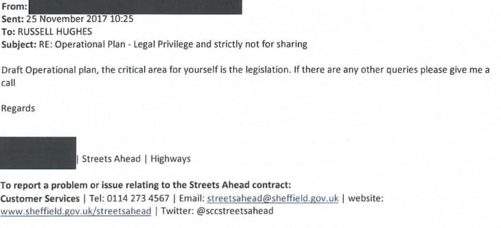Email four between Amey and South Yorkshire police