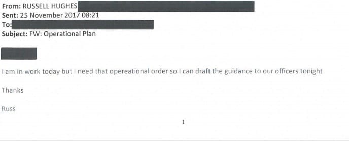 Email three between Amey and South Yorkshire police