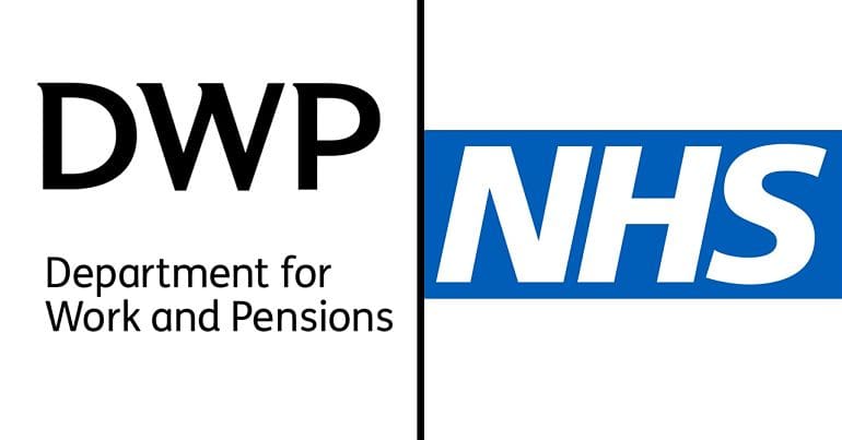 DWP and NHS logos