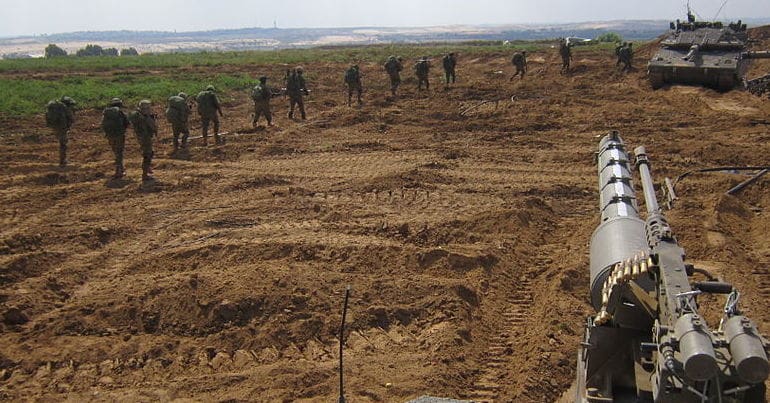 Israeli troops on the Israel-Gaza Border