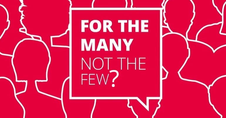 Labour's 2017 manifesto altered to read 'For the many, not the few?" in relation to Lambeth Council