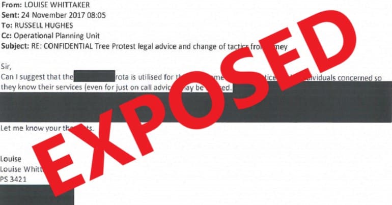 Redacted email regarding the Sheffield tree felling programme