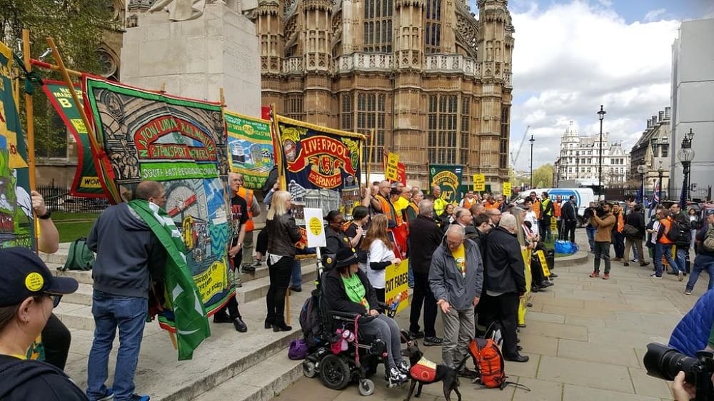 Scores of people attended the RMT rally outside parliament