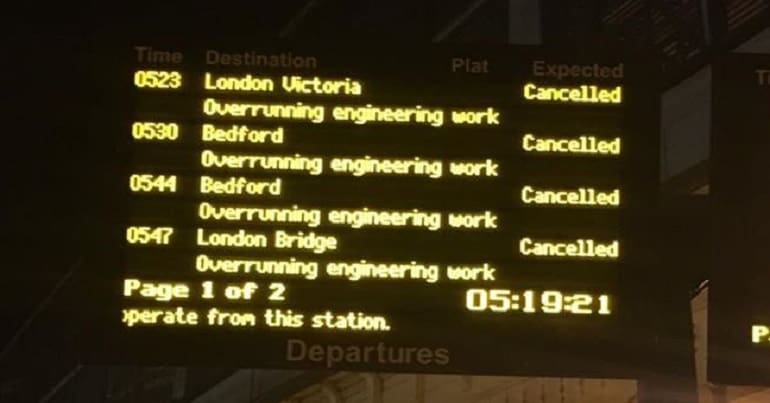 Train departures board