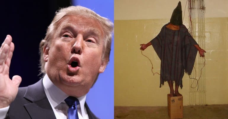 Donald Trump, image of a tortured prisoner at Abu Ghraib