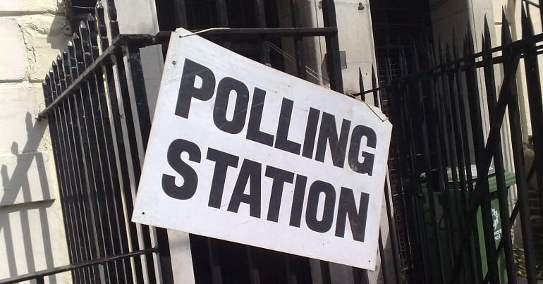 UK polling station sign