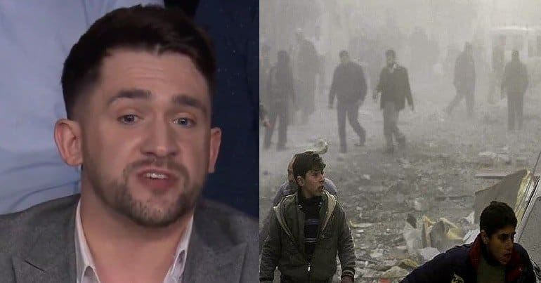Audience member and Syria wrecked by bombs