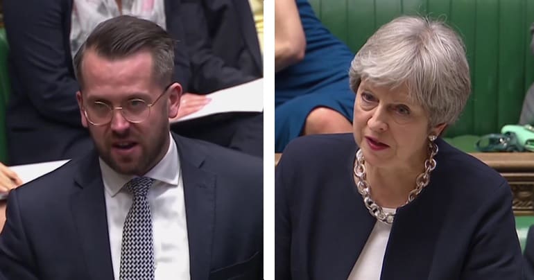 Theresa May, Stewart McDonald in parliament