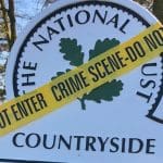 National Trust hunting crime scene sign