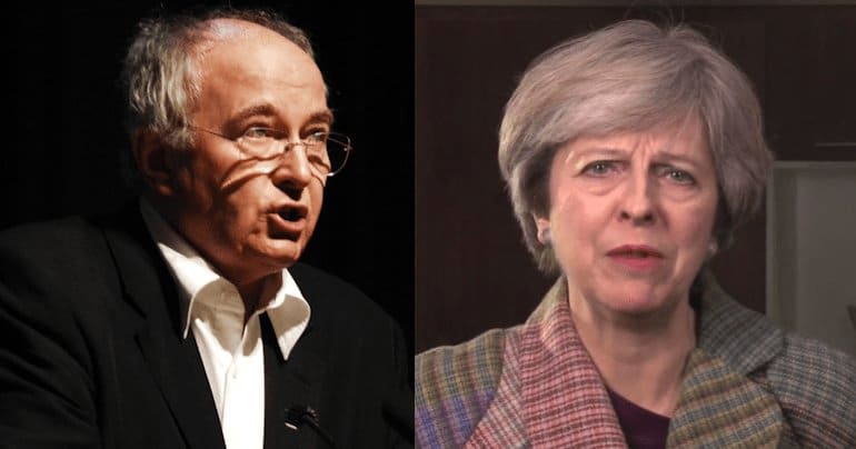 Philip Pullman and Theresa May