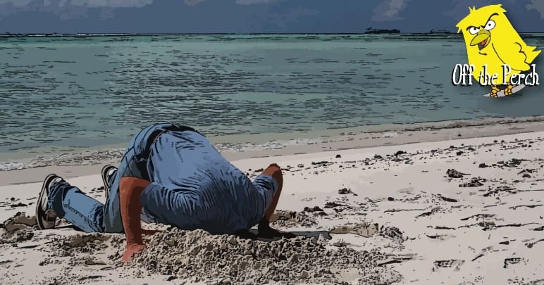 A man with his head in the sand