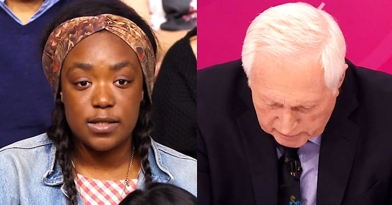 A Question Time audience member and David Dimbleby